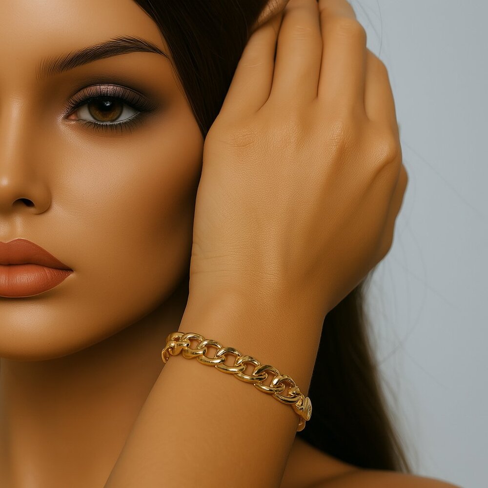 Modern Chain Link  Bracelet – 14k Gold Tone  Link Women’s Fashion Jewelry - 7"
